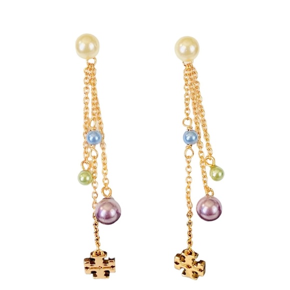 TORY BURCH Kira Imitation Pearl Linear earrings With Dust Bag